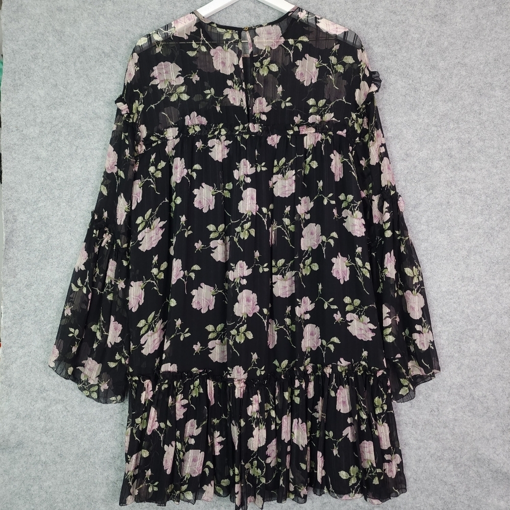 Ulla Johnson Dahlia Noir Georgette Babydoll Floral Black Dress 6 - Picture 6 of 14